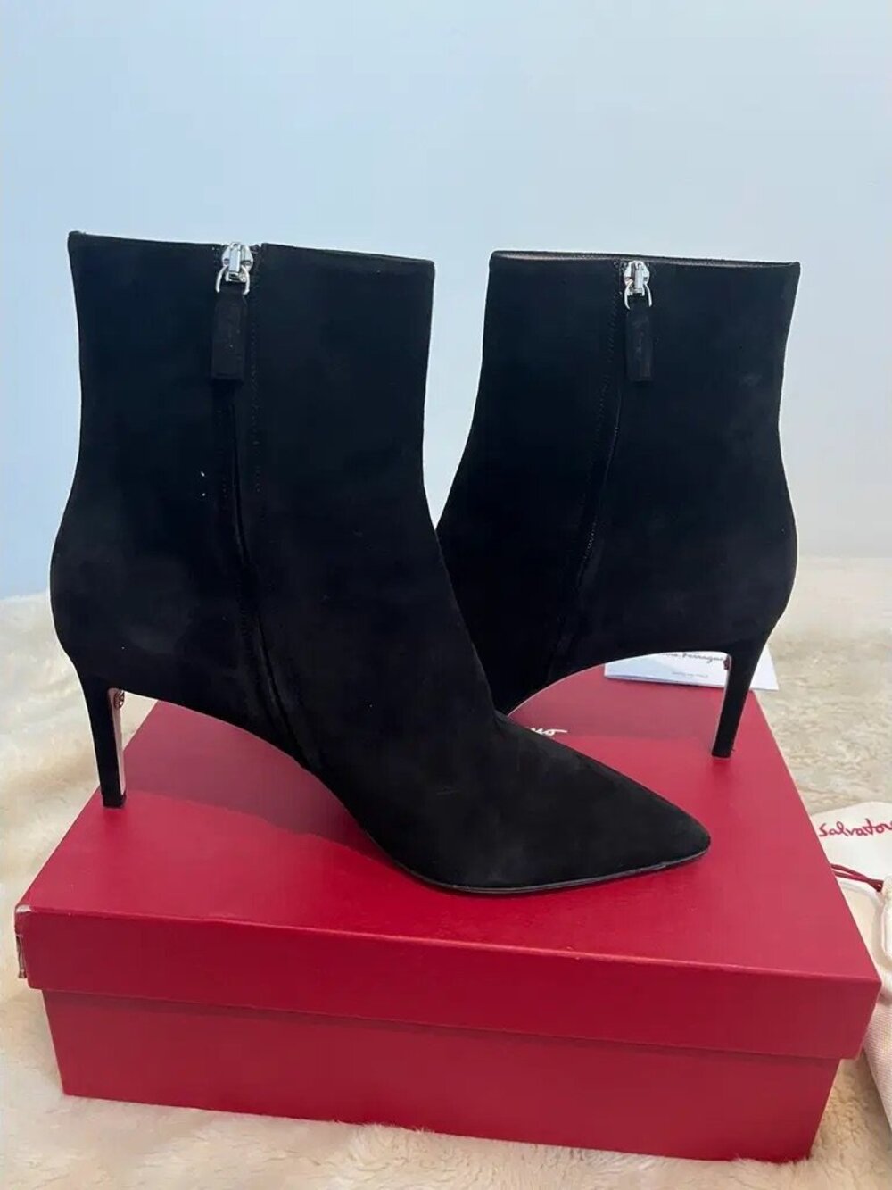 Salvatore Ferragamo Imogen 70 Suede Ankle Boots